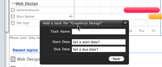 Adding new task in the schedule flowchart view