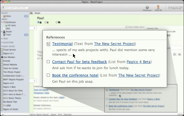 The new "Reference" feature in Pagico v4.1