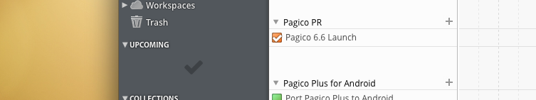 The Upcoming section in the sidebar of Pagico 6.6