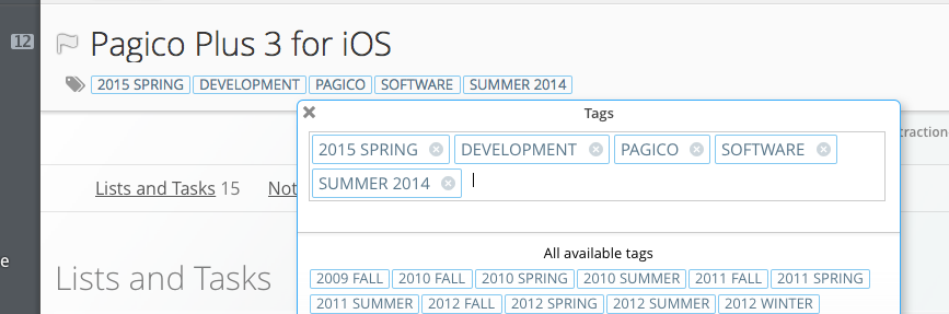 New Tag Picker in Pagico 7