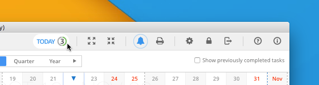 The Today View Button in Toolbar