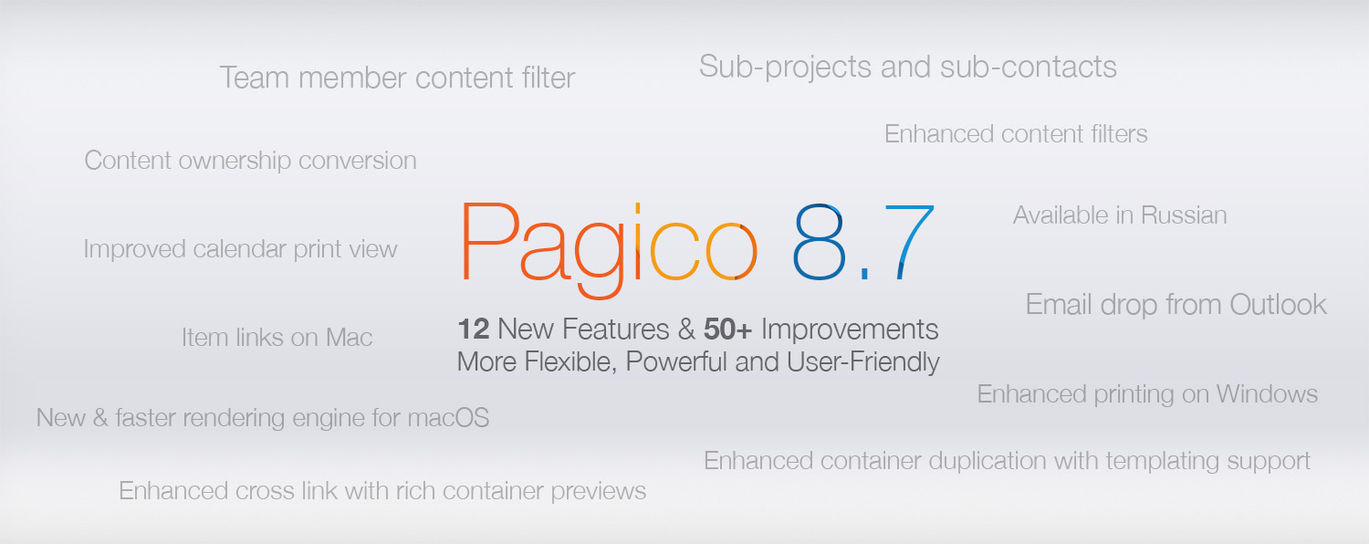 Pagico 8.7: 12 new features & 50+ improvements