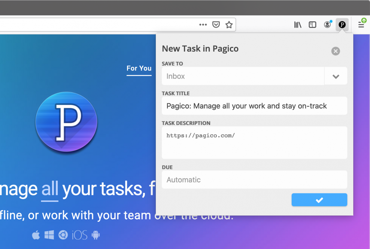 Pagico extension for Firefox