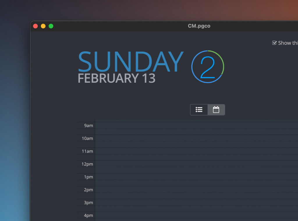 The new hourly calendar for the Today view in Pagico 10