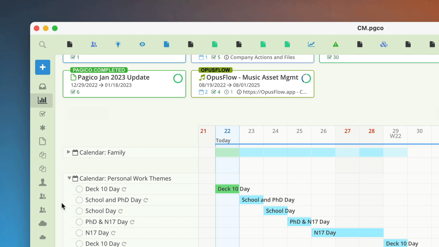 Easily embed calendar feeds into your Pagico Dashboard