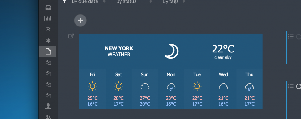 Weather Info embedded in Pagico
