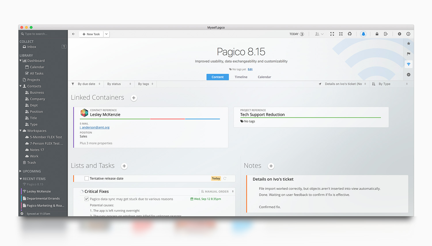 Pagico Professional screenshot