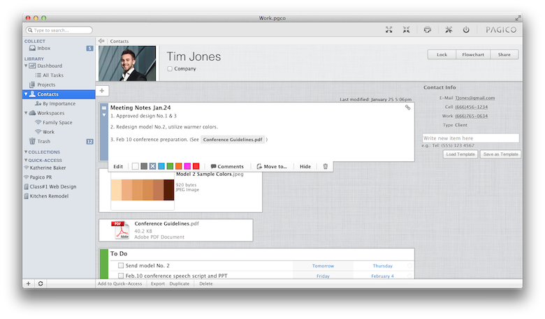 Build contact profiles in Pagico for Desktop